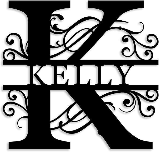 Custom Metal Name Sign | Split Letter Monogram Wall Decor | Personalized Family by ENFODREAM