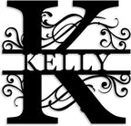 Custom Metal Name Sign | Split Letter Monogram Wall Decor | Personalized Family by ENFODREAM