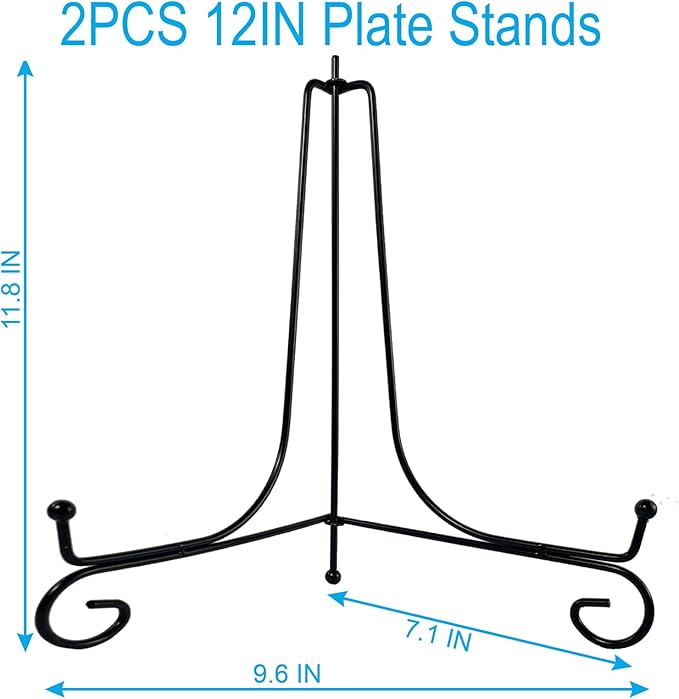 HENABLE 2PCS Premium Black Iron Plate Stands - Image 2