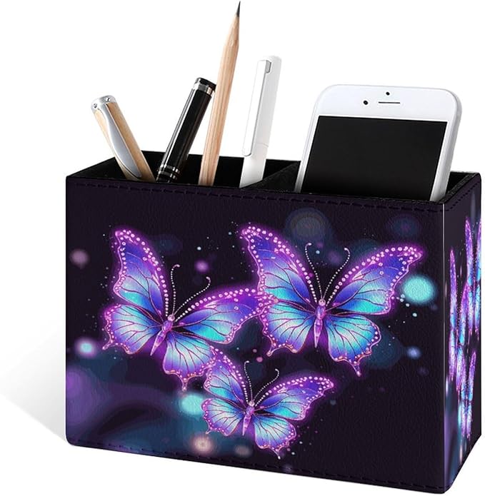 Famame Flying Butterflies Purple Pencil Holder - Image 2