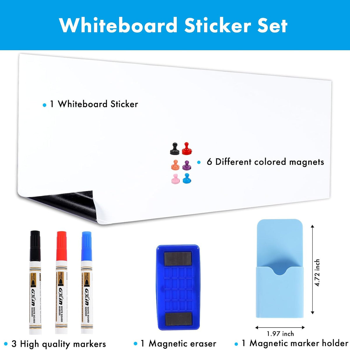 HAMIGAR White Board Dry Erase, 48" x 94" Self-Adhesive Sticker, No ...