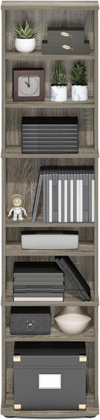 Furinno Jaya DVD Shelf, 8-Tier Tall Narrow CD Rack, Media Shelf - Image 4