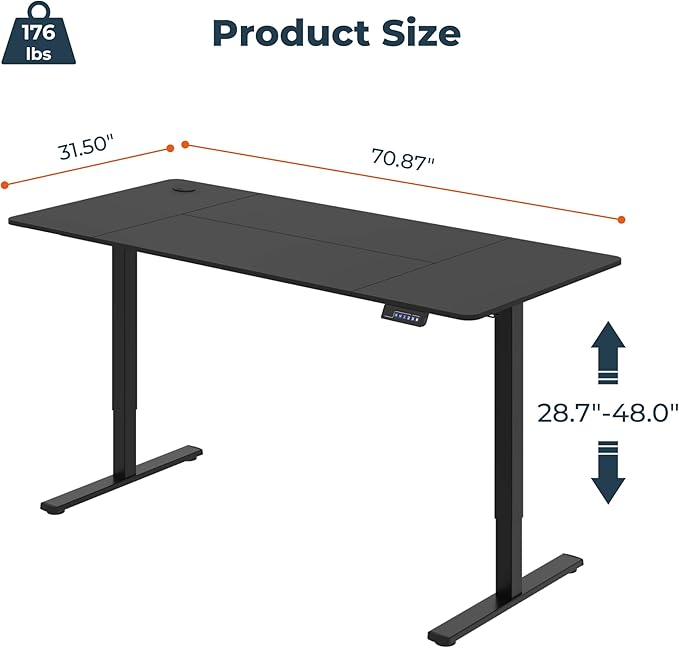 FitStand Adjustable Stand Up Desk, Large 71x31 Inches Height Adjustable - Image 3