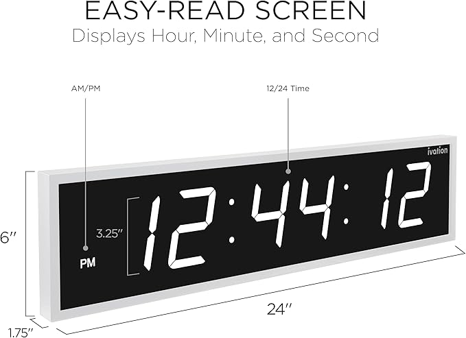 Ivation Oversized 24" Large Digital LED Clock | Big Digital Clock - Image 2