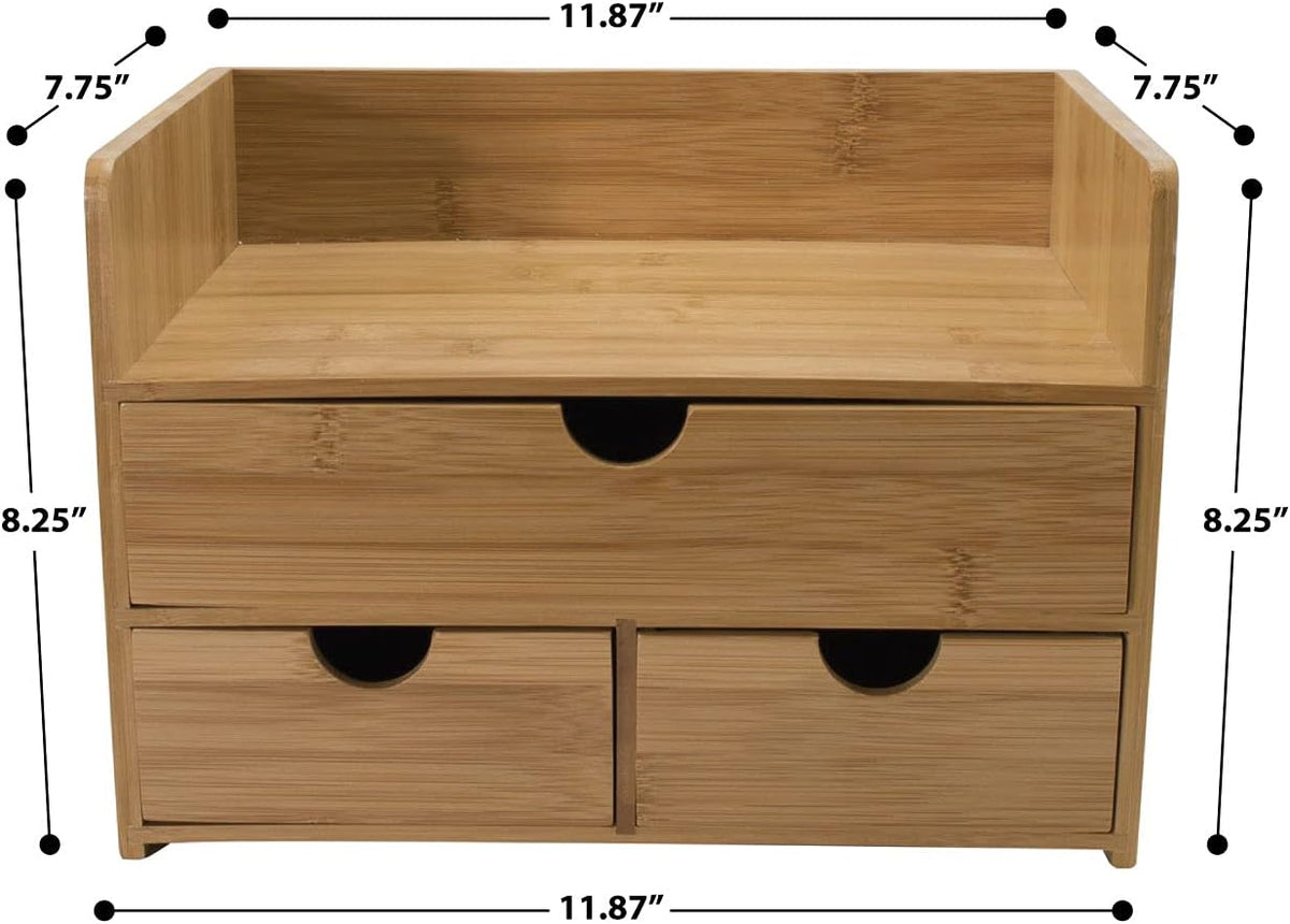 Sorbus Bamboo Desk Organizer - 3-Tier 100% Bamboo Desktop Organizers – Mini B...