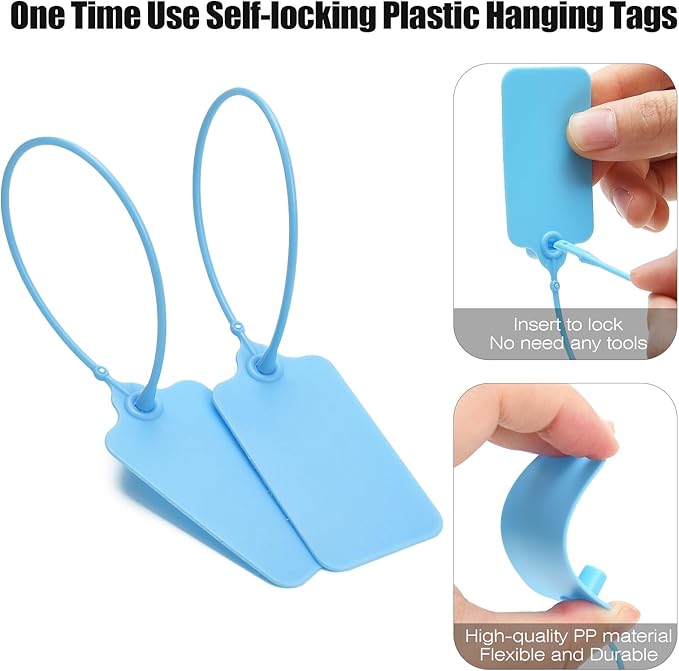 100 Blue Blank Plastic Tags for Labeling Waterproof Hanging Labels Writable - Image 5