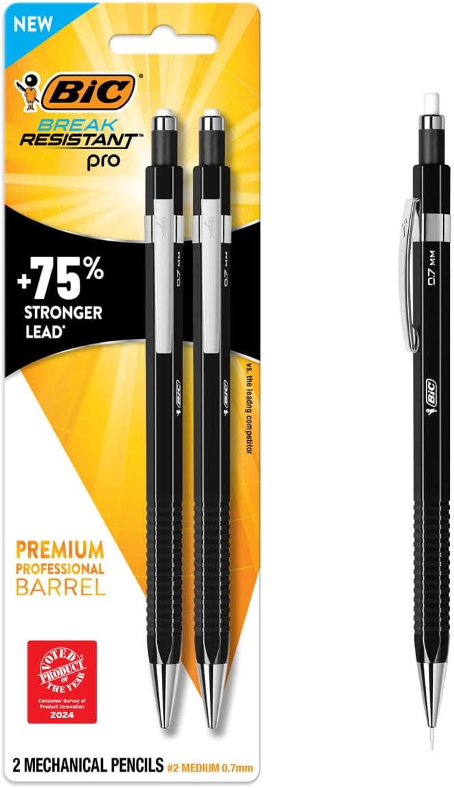 BIC Break Resistant Pro with Shock-Absorption and Twist-Up Eraser, Mechanical by BIC