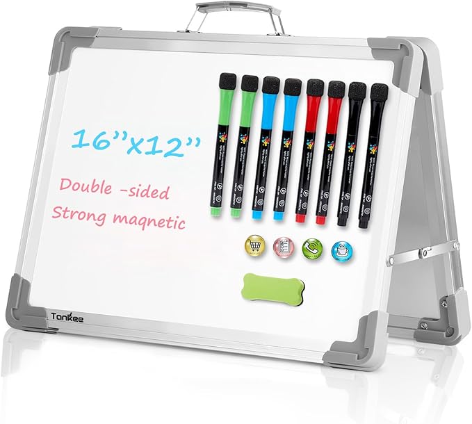 Small Dry Erase White Board – TANKEE Magnetic Desktop Foldable Whiteboard by Tankee