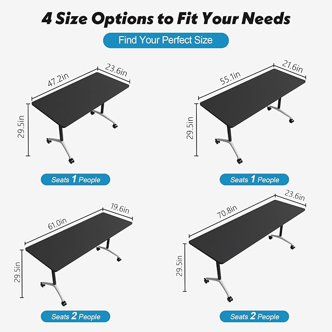 Goakwwuz Conference Room Table, Folding Conference Tables, Thicken Grey Tabletop - Image 2