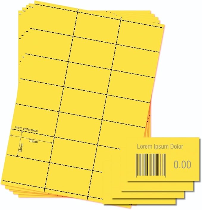 OfficeGear Yellow Shelf Edge Labels 21-up 38x70mm Printable A4 Card Perforated by OfficeGear