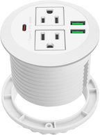 3-inch Desktop Power Grommet, Max 65W USB C Charger, 2 Outlets and 3 USB by Jgstkcity