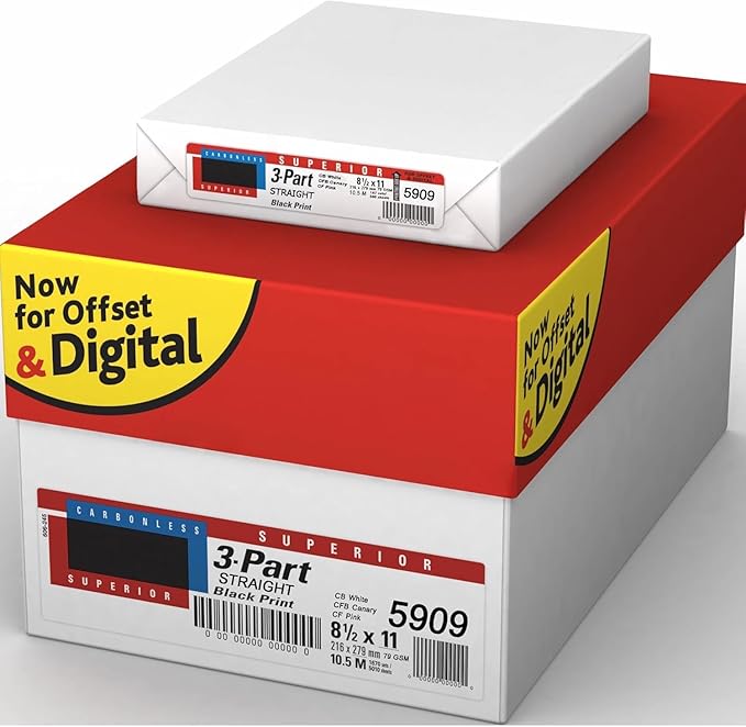 Superior 8.5 x 11 Carbonless Paper, 3-Part STRAIGHT/FORWARD, 1670 Sets by PSDUnderwear