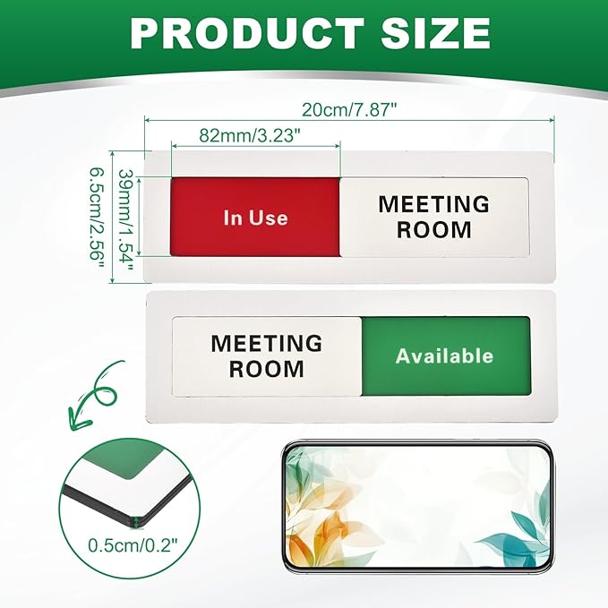 PATIKIL Office Door Signs, Meeting Room Available in Use Sign Acrylic - Image 2