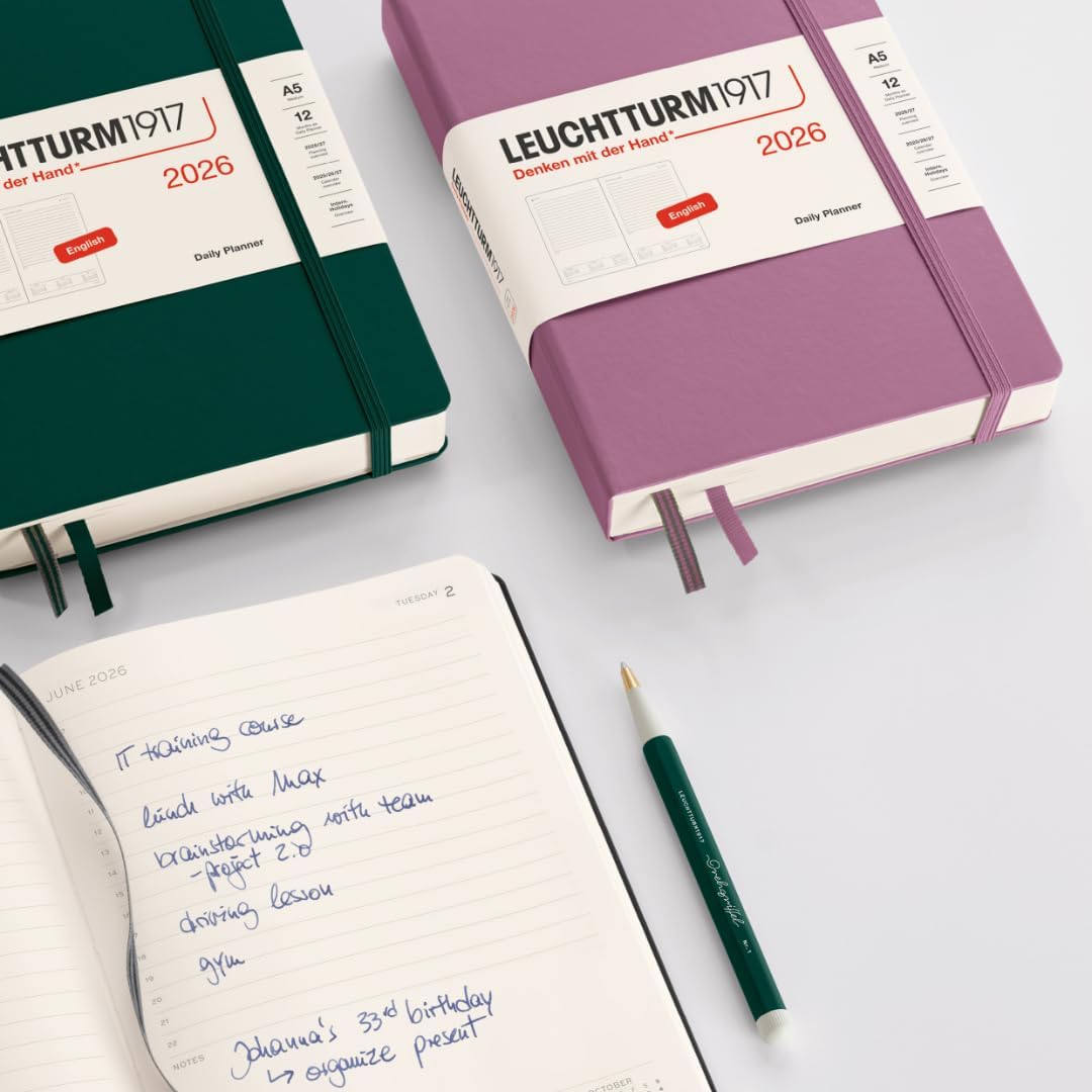 LEUCHTTURM1917 Medium (A5) 2026 Daily Calendar - Forest Green - 372776