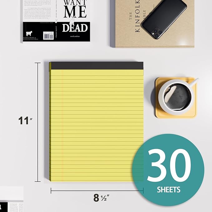 MSKKSM Legal Pads 8.5 x 11, 2 Pack Yellow Note Pads 8.5 x 11 Writing Pads - Image 2