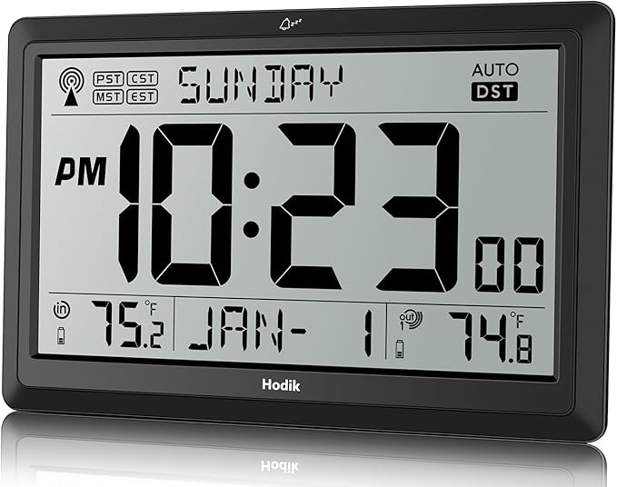Wall Clock Atomic with Indoor Outdoor Temperature Battery Powered, Easy Reading - Image 9