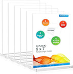 BlueValley Clear Acrylic Sign Holder 5x7 Vertical Double Sided Acrylic Photo by BlueValley