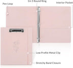 SKYDUE Pink 3 Ring Binder with Clipboard, 1 Inch Linen Binder - Image 4