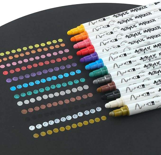 TRANSON 12 Color Bold and Fine Dual-tip Acrylic Paint Pen Set - Image 5