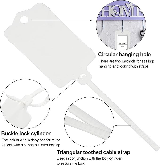 100pcs Blank Plastic Tags for Labeling Reusable Hanging Tags Ties Key Tag - Image 4