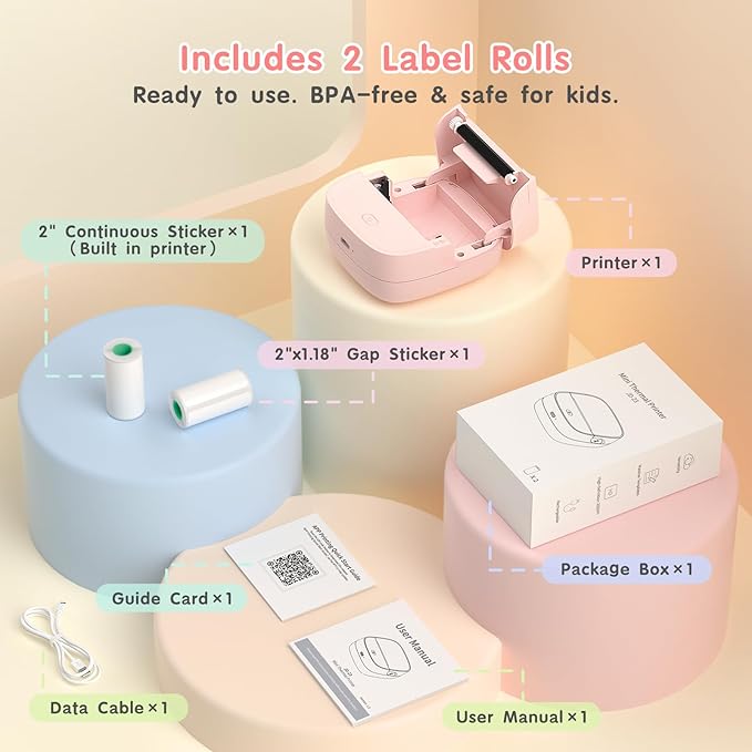 Gloryang JD-23 Sticker Printer, Mini Portable Thermal Printer Print Pod - Image 8