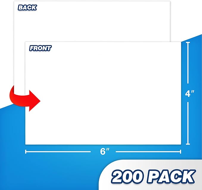 Chell 200 Count Blank Index Cards 4x6 Inch Heavyweight, No Bleed-Through - Image 3