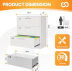 AFAIF 3 Drawer File Cabinets for Home Office, Metal Filing Cabinet - Image 3