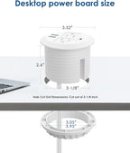 3-inch Desktop Power Grommet, Max 65W USB C Charger, 2 Outlets and 3 USB - Image 6