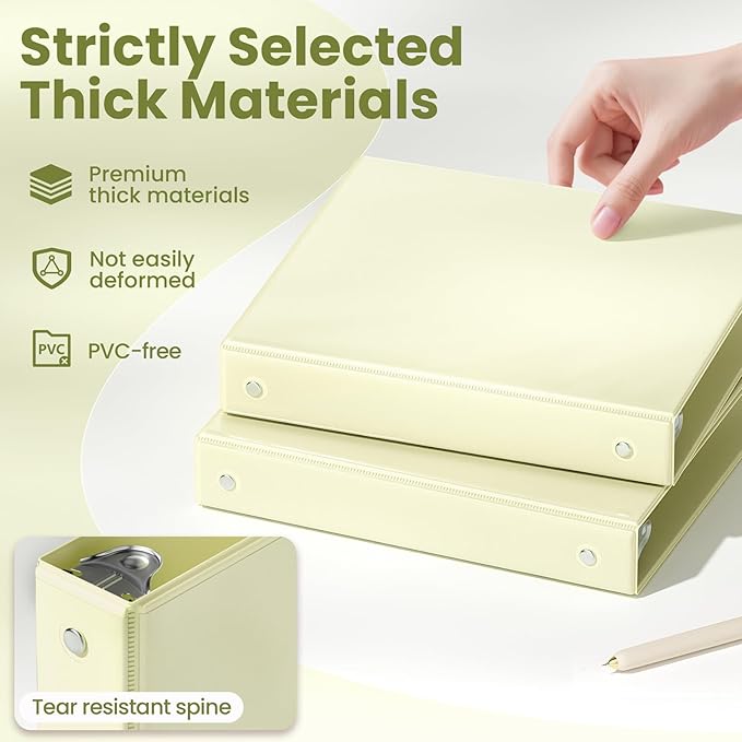 SUNEE 3 Ring Binder 1 Inch 1 Pack, Light Yellow - Image 4