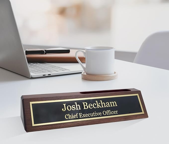 Business Wood Name Plate for Desk | Custom Desk Name Plate Personalized Gift by EngravingInternational