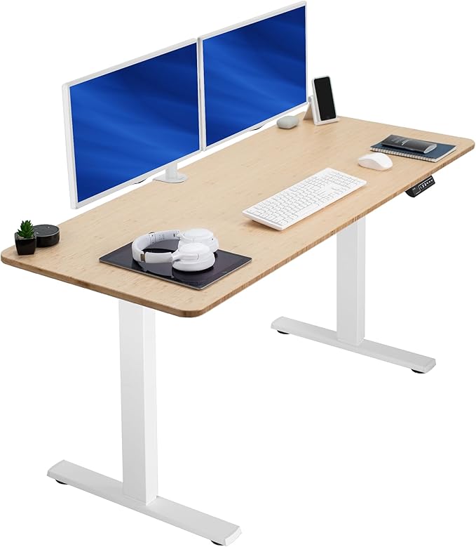 VIVO Electric 60 x 24 in Real Bamboo Standing Desk, Memory Height Adjustment by VIVO