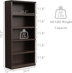 Bevfint Bookshelf, Open Storage 70 Inch Tall 5 Shelf Bookcase, Floor Standing - Image 3