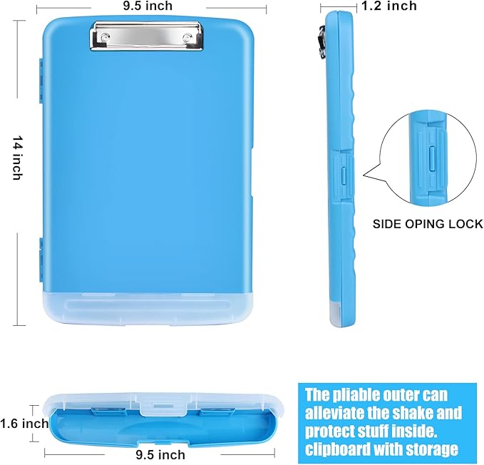 Blue Clipboard with Storage, TFDLCG zm Clip Boards 8.5x11 with Pen Holder - Image 5
