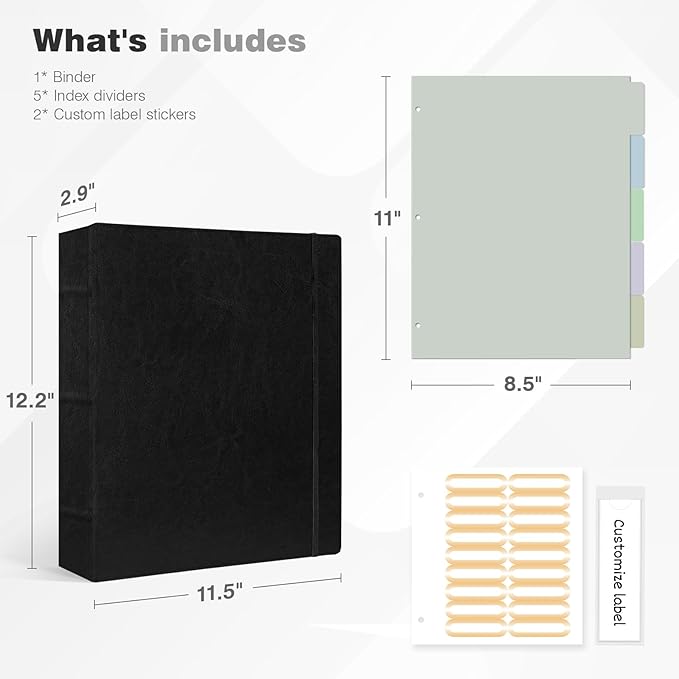 Ospelelf Vintage Hardcover 3 Ring 2 inch Leather Binder, Professional Binders - Image 5