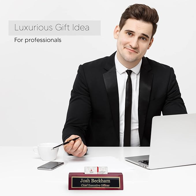 Business Wood Name Plate for Desk | Custom Desk Name Plate Personalized Gift - Image 6