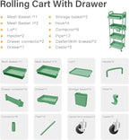 Sorgion 4 Tier Rolling Cart Organizer, Art Craft Diaper Bedside Snack Laundry - Image 7