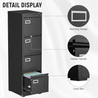 4 Drawer File Cabinet with Lock, High-Capacity Vertical Metal Filing Cabinet - Image 6