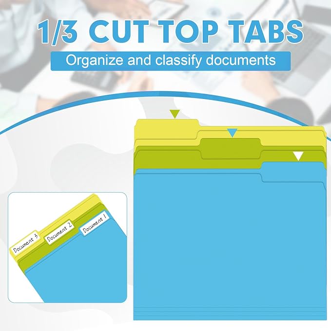 File Folder, HERKKA 120 Pack 1/3 Cut Tab File Folders, Letter Size, Colored - Image 3
