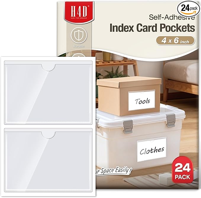 H4D 24 Pack Labels for Storage Bins, Tote Label Pockets for Organizing Storage by H4D