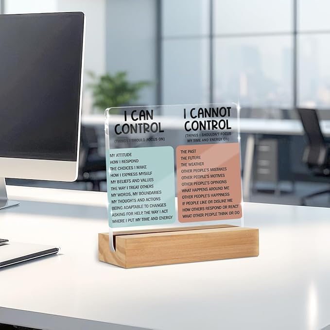 Mental Health Desk Decor Things I Can Control Acrylic Sign, Inspirational Gifts - Image 4