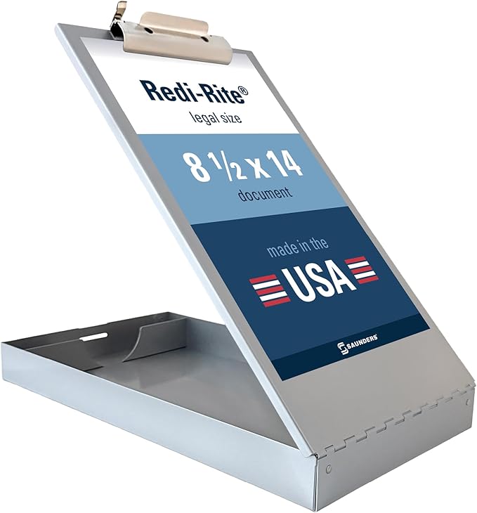 Saunders Metal Clipboard with Storage, Legal Size Paper Organizer, Steel Clip by Saunders