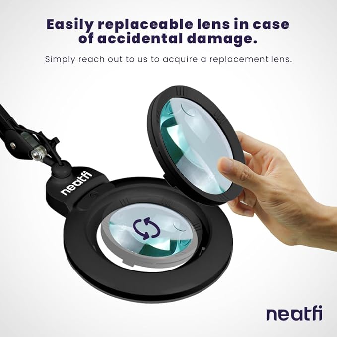 Neatfi XL Bifocal LED Magnifying Lamp, 7-Inch Acrylic Lens, 5D/20D Magnification - Image 7