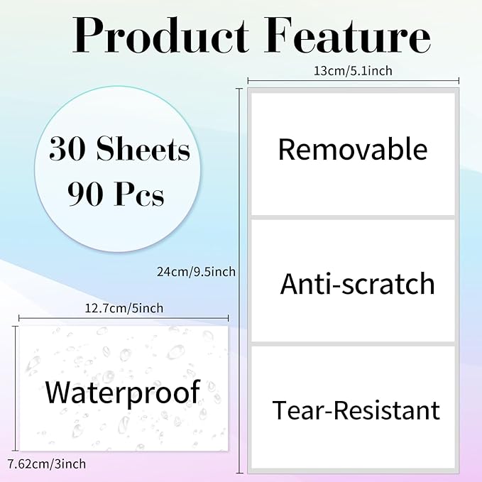 STARLIBOO Removable Colored Labels Stickers, 3X5 Inch Removable Large Label - Image 2