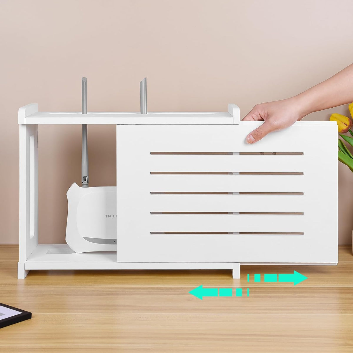 Router Shelf Wall Mount WiFi Router Storage Box Modem Cable Cover Organized P...