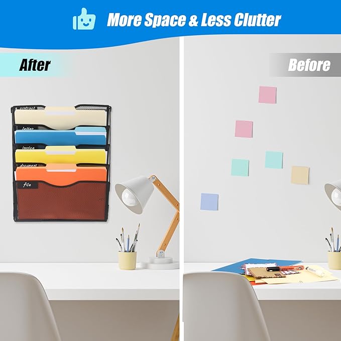 EASEPRES 5 Pocket Mesh Hanging Wall File Organizer - Image 4