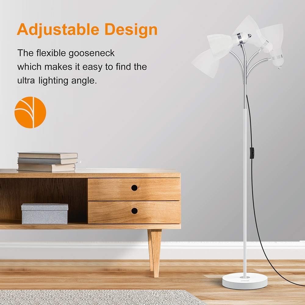 LEPOWER Floor Lamp, Metal Standing Lamp with Adjustable Gooseneck for Dorm