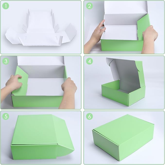 PHAREGE 12x9x4 inch Gift Shipping Boxes Bulk 20 Pack Green, Tab Lock Tuck Top - Image 7