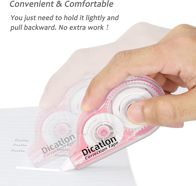 Dicatlon White Correction Tape 12 Pack, Easy Use Roller Applicator, Instant Dry - Image 8