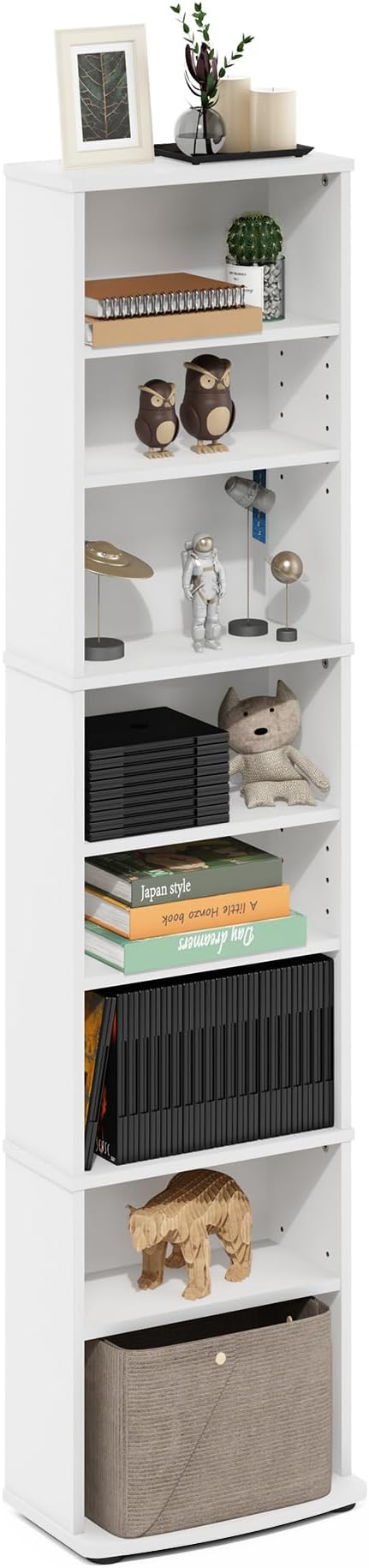 Furinno Jaya DVD Shelf, 8-Tier Tall Narrow CD Rack, Media Shelf by Furinno-FitsYourSpaceFitsYourBudget