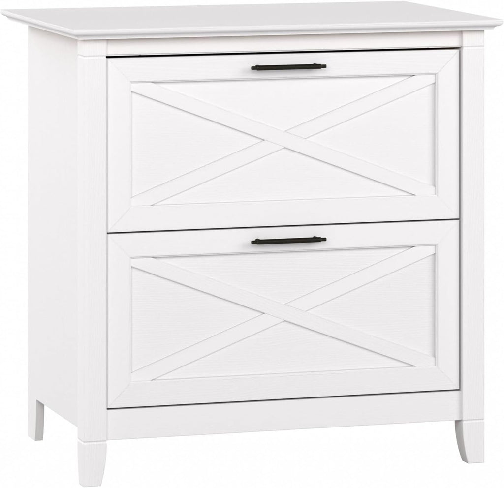 Bush Home Key West 2 Drawer Lateral File Cabinet in Pure White Oak, Document Storage for Home Office, Accent Chest with Drawers